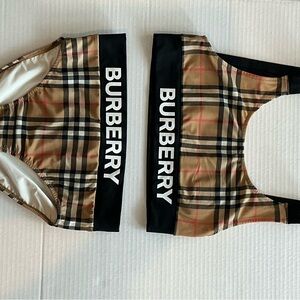 Burberry Beige and Black Plaid Swimwear